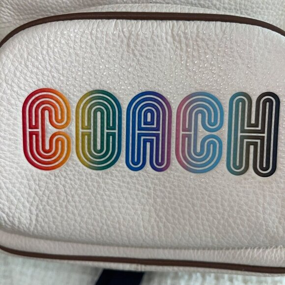 Coach Womens Backpack White Mini Court Leather Rainbow Pride Adjustable Straps - Picture 3 of 8